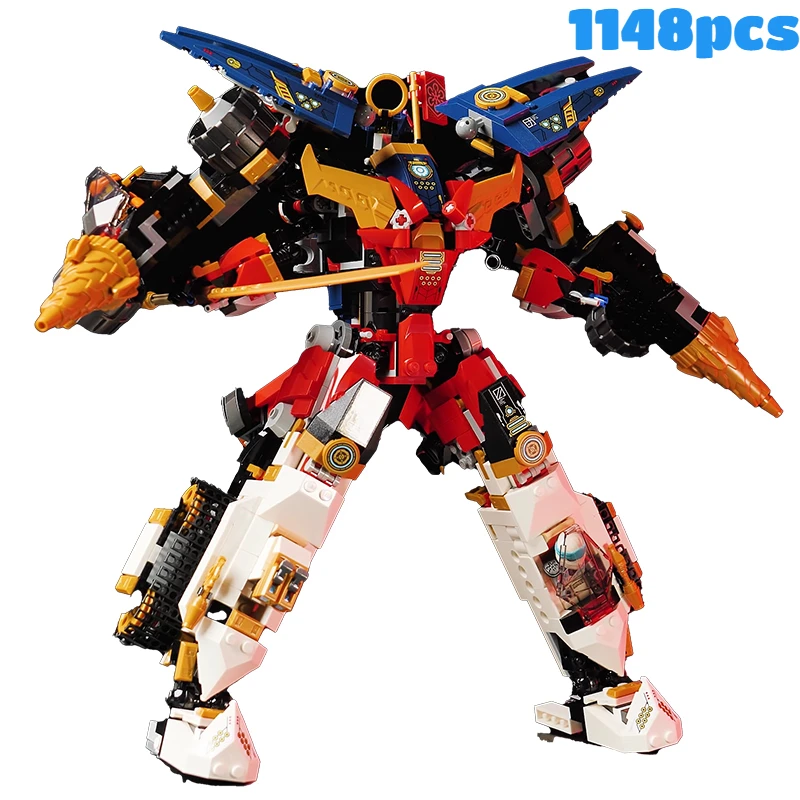 thumbnail image 1 of 1148 piezas Ultra Combo Mech Building Blocks 4 en 1 Aeronave Tanque Robot Mecha Compatible 71765 Ninja Bricks Juguetes para niños Regalos, 1 of 4