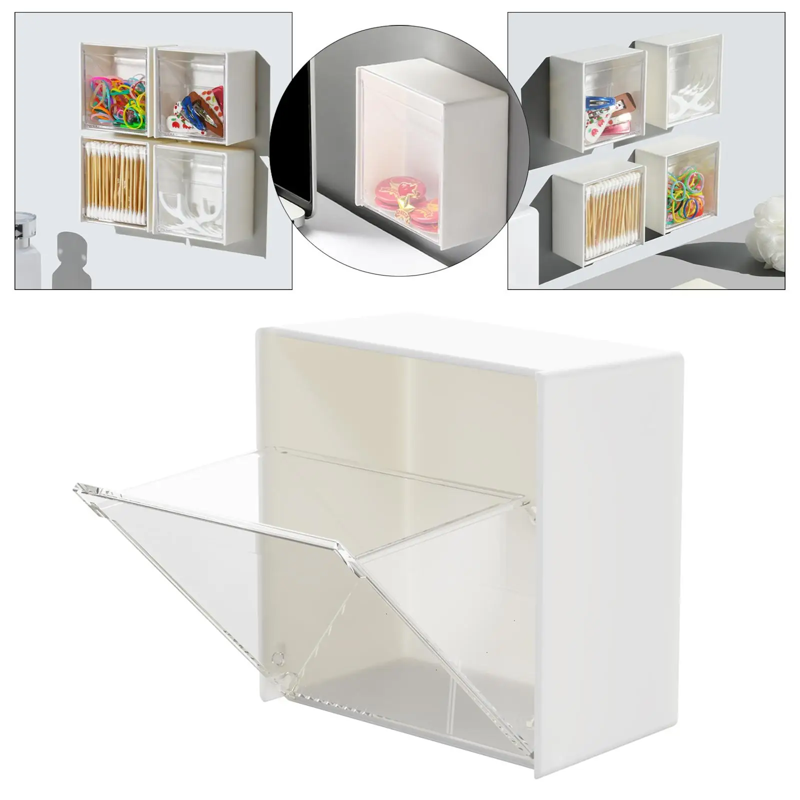 Cotton Swab Storage Box Clamshell Design Multipurpose Wall Mounted