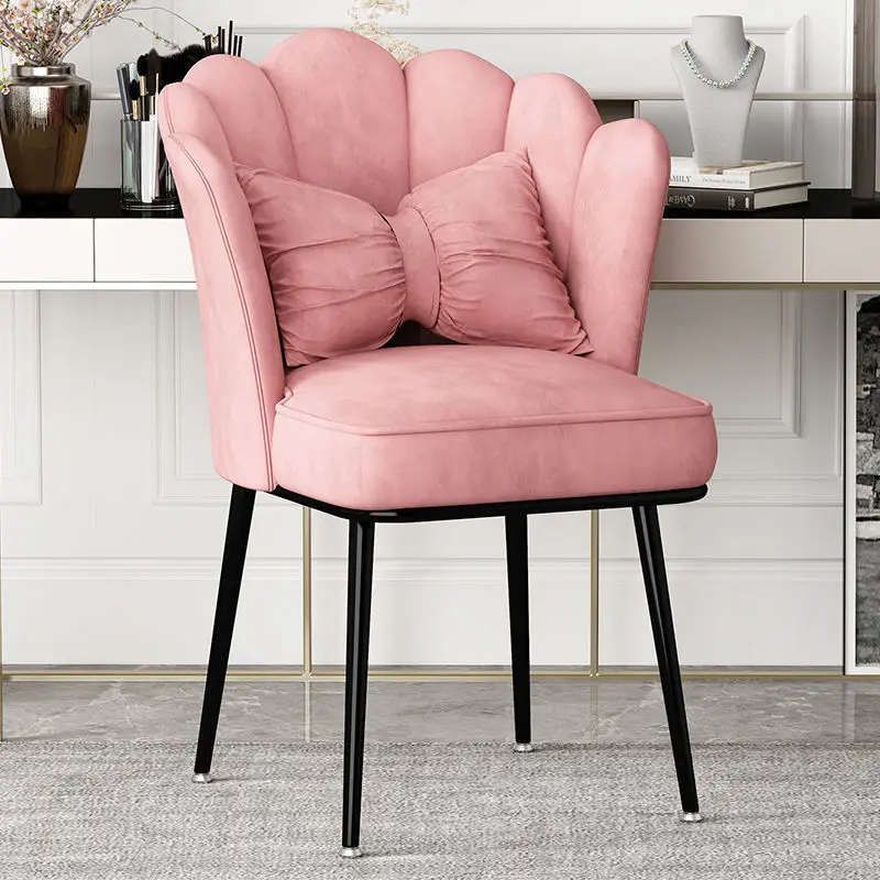 

Light Luxury Dining Chair Home Stool Bedroom Backrest Dressing Chair Manicure Chair Makeup Chair Ins Petal Chaise Furnitures