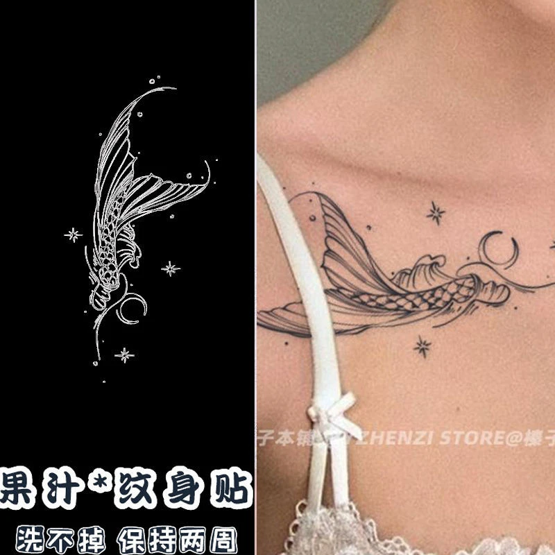 Herb Mermaid Tattoo Waterproof Long-lasting Fake Tattoo For Woman Men  Clavicle Arm Tattoo Temporary Tattoos Art Tattoo Sticker - Temporary Tattoos  - AliExpress