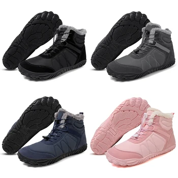 Winter Snow Boots Barefoot Hiking Shoes Waterproof High-Top Booties Anti Slip Minimalist Five Finger Boots for Hiking Climbing 2