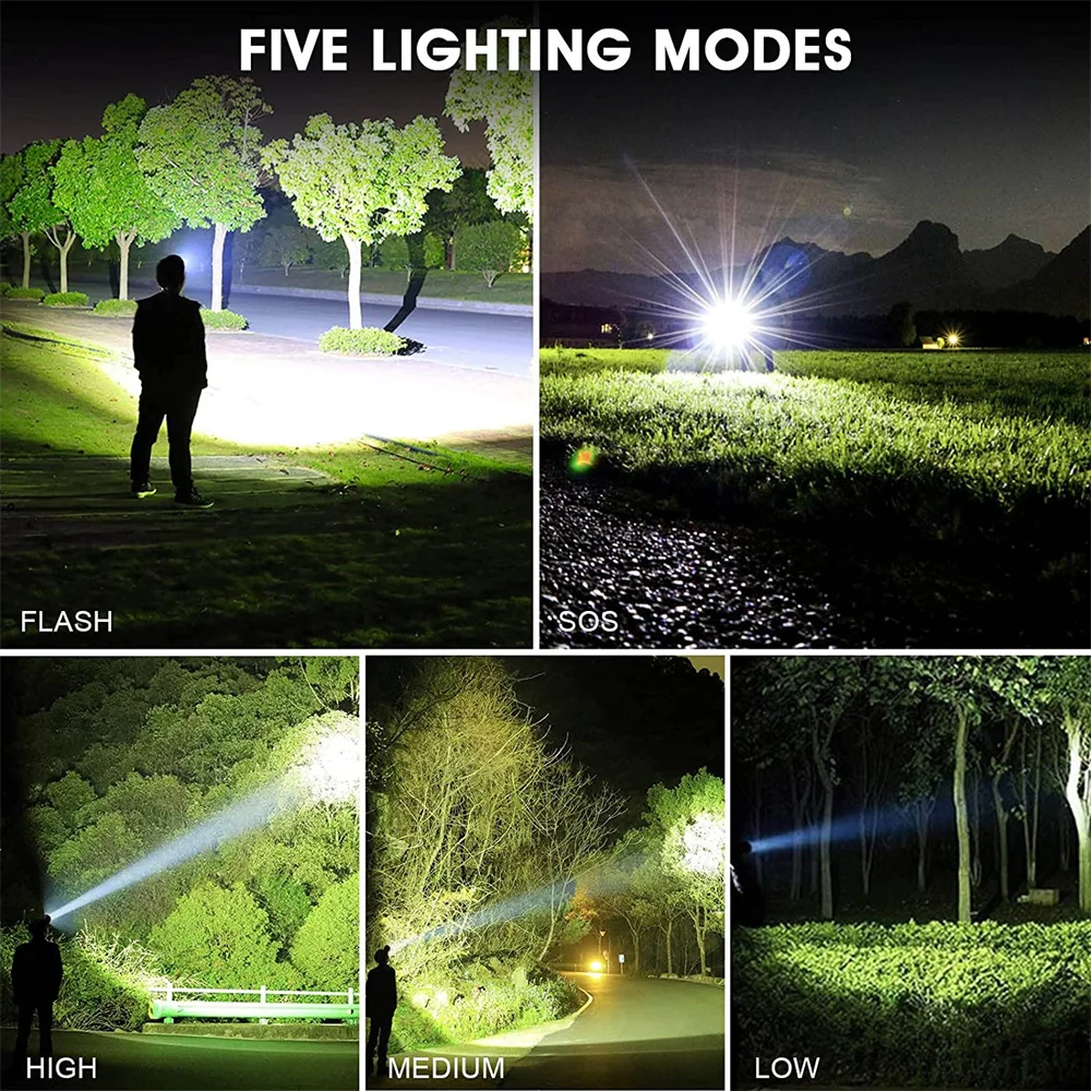 XHP70 LED 충전식 헤드램프 90000, 높은 루멘 줌 18650 헤드라이트, 방수 헤드 손전등 출력, 야외 캠핑 러닝