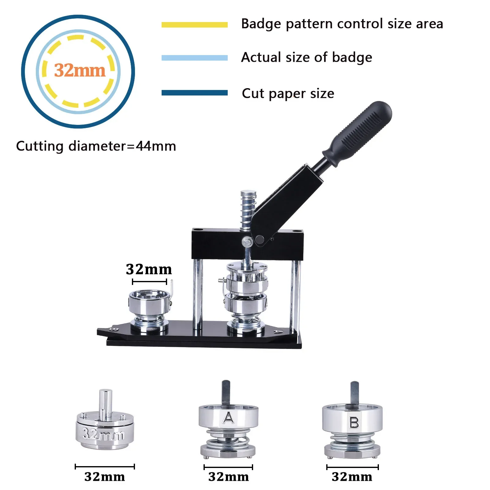 Hot 25mm-75mm Button Maker Set Professional Manual Pin Badge Making Machine Including Metal Mold Supply Cutter 100 PCS Buttons