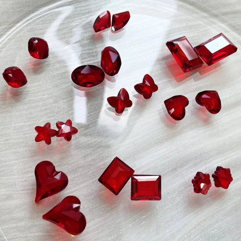 Maillard Brown Crystal Geometric Rhinestones Heart Snowflake Tip Bottom Zircon Pile Drill Nail Art Decoration Manicure Accessory 5