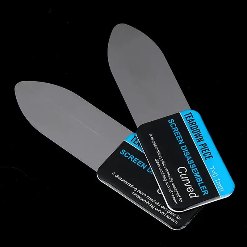 5Pcs Steel Metal Mobile Phone Curved LCD Screen Spudger Opening Pry Card Tools Ultra Thin Flexible Phone Tablet Disassemble Tool