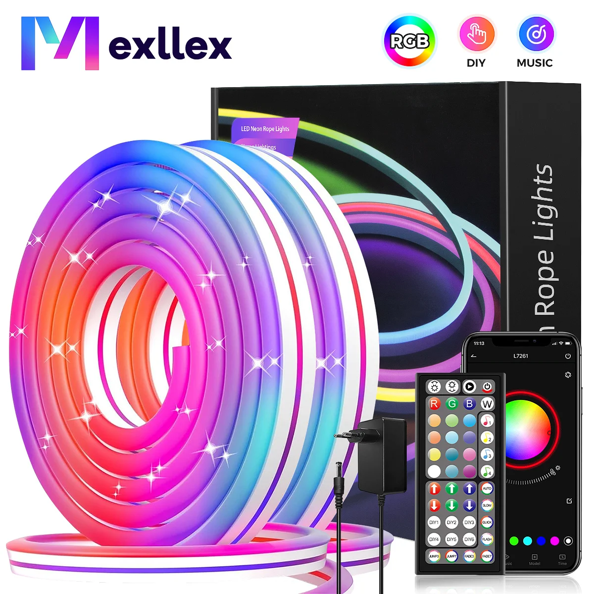30M-20M-Mexllex-RGB-Neon-Light-Strip-with-APP-and-Remote-Color-Change ...