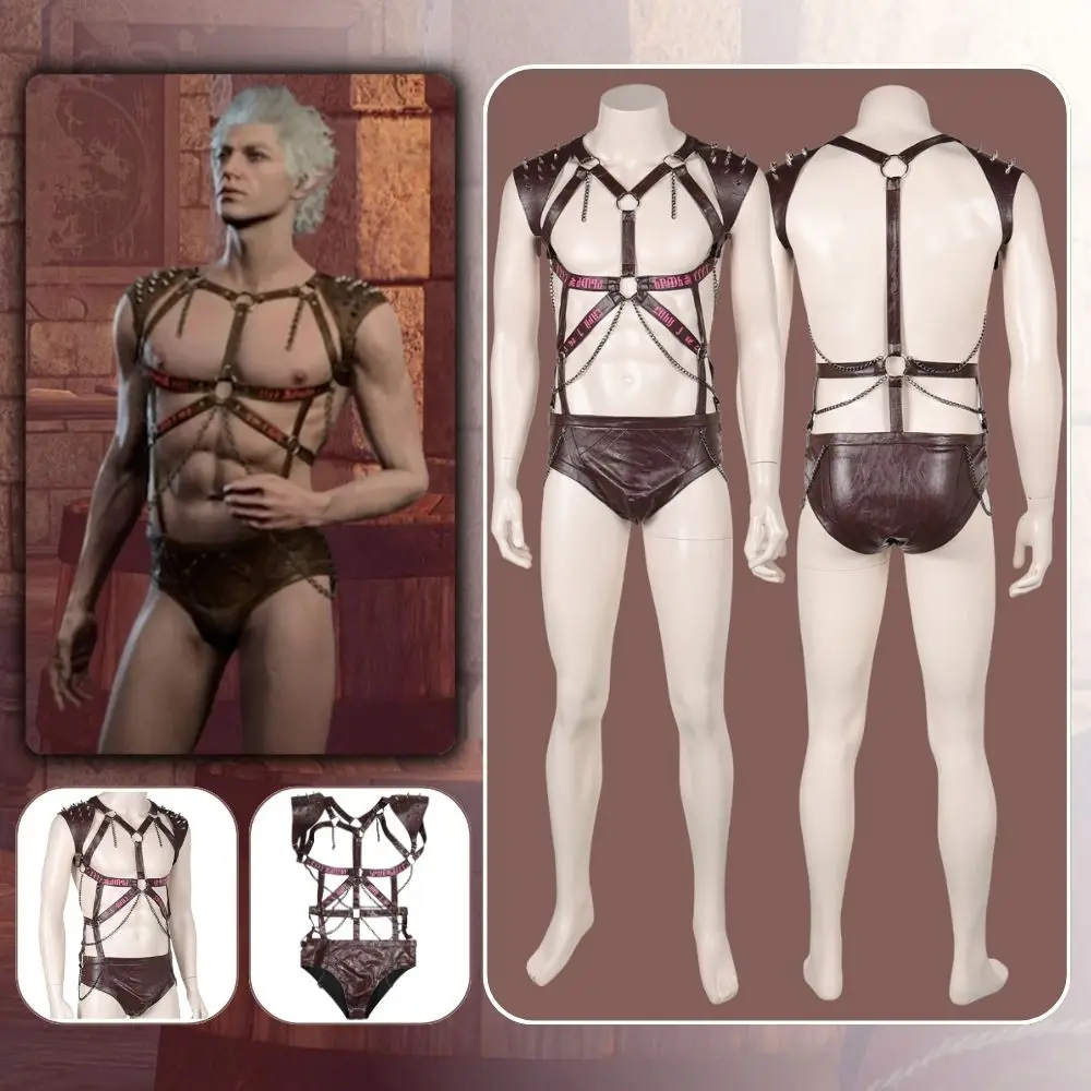 Astarion Cosplay Lingerie de couro para homens e mulheres, traje Shadowheart, fantasia disfarce, terno sexy Halloween, Cos Gate 3