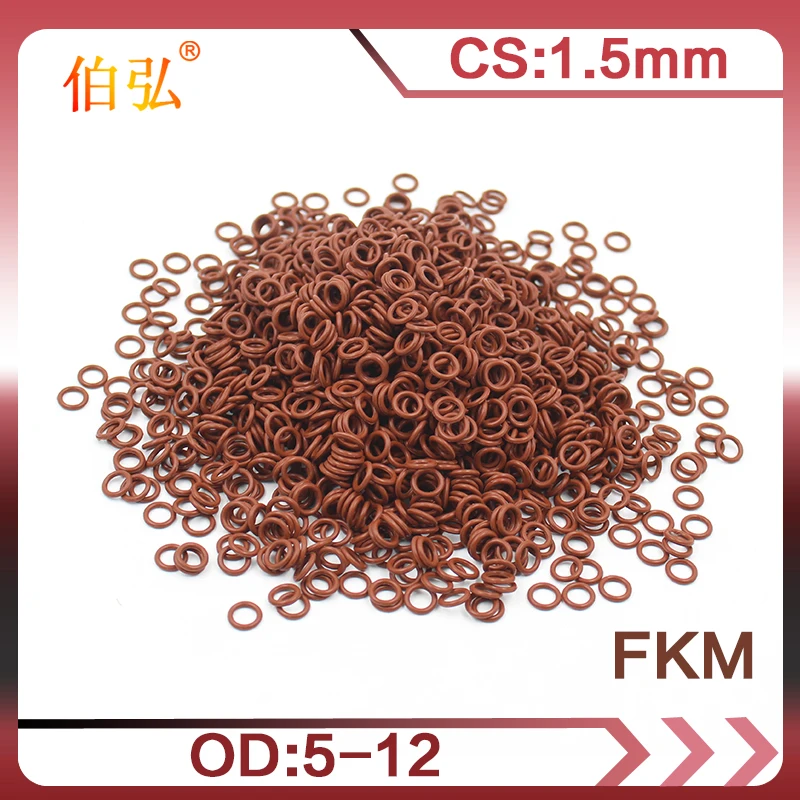 

5PCS/Lot Fluorine Rubber Ring Brown FKM O Ring CS1.5mm OD5/6/6.5/7/8/8.5/9/10/10.5/11/12*1.5mm O-Ring Seal Oil Gasket Washer