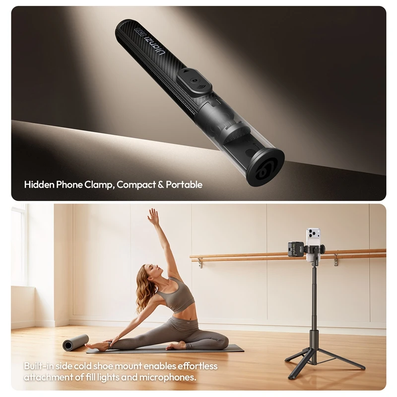 Ulanzi SK27 Portable Selfie Stick Tripod Magnetic Version/Phone Clamp Version 8-Section Pole Dynamic Vlog Tracking Flexible Shot