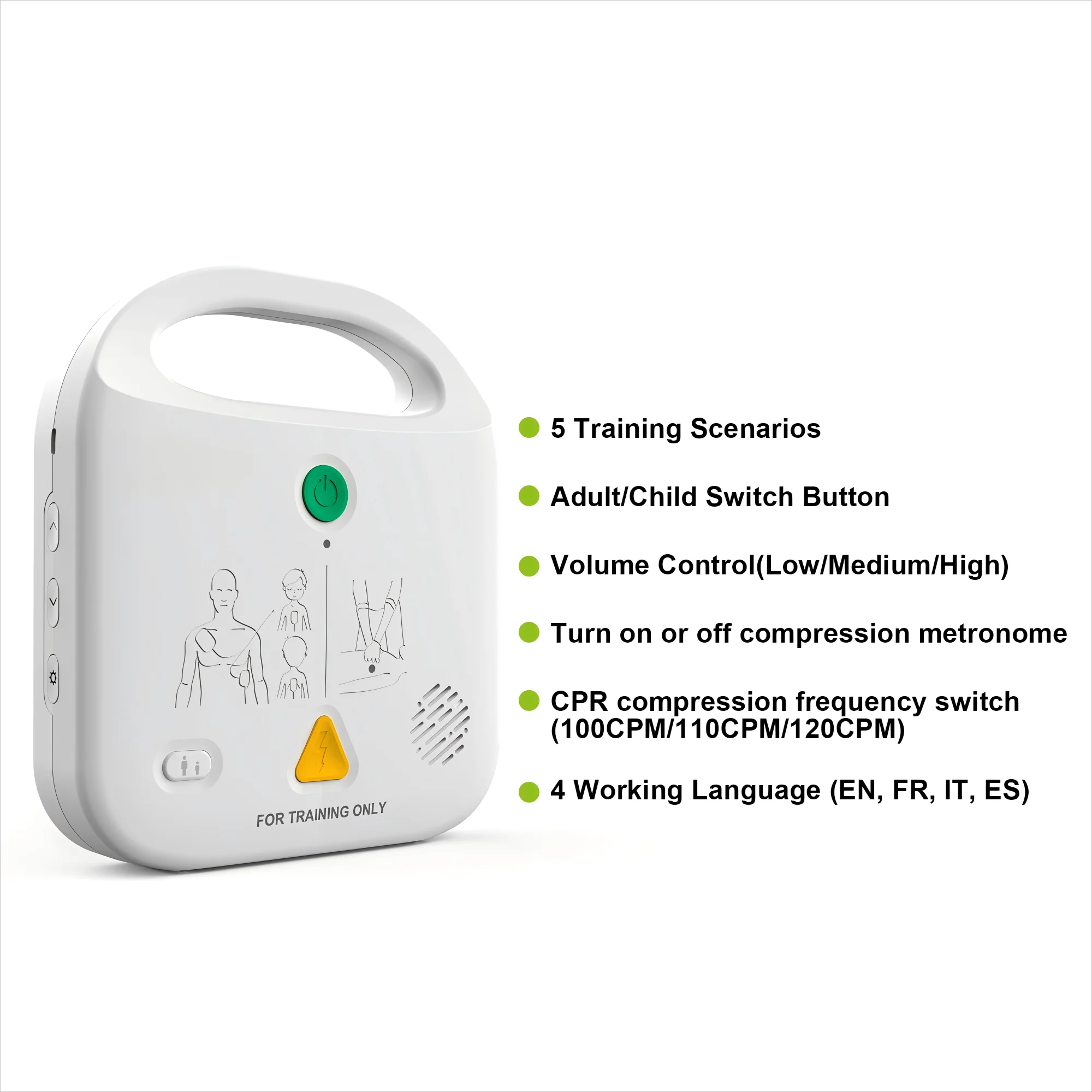 AED Trainer handble Portable AED Training Kit CPR Training Device First Aid Trainee Beginner(IFA-120NB) Single Pack