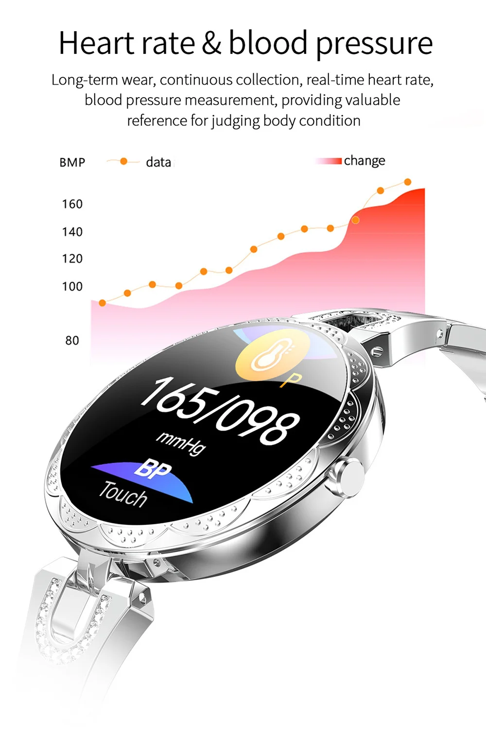 Xiaomi Fashion Women Smart Watch Waterproof Heart Rate Blood Pressure Monitor Smartwatch Gift For Ladies Watch Bracelet Gilrs