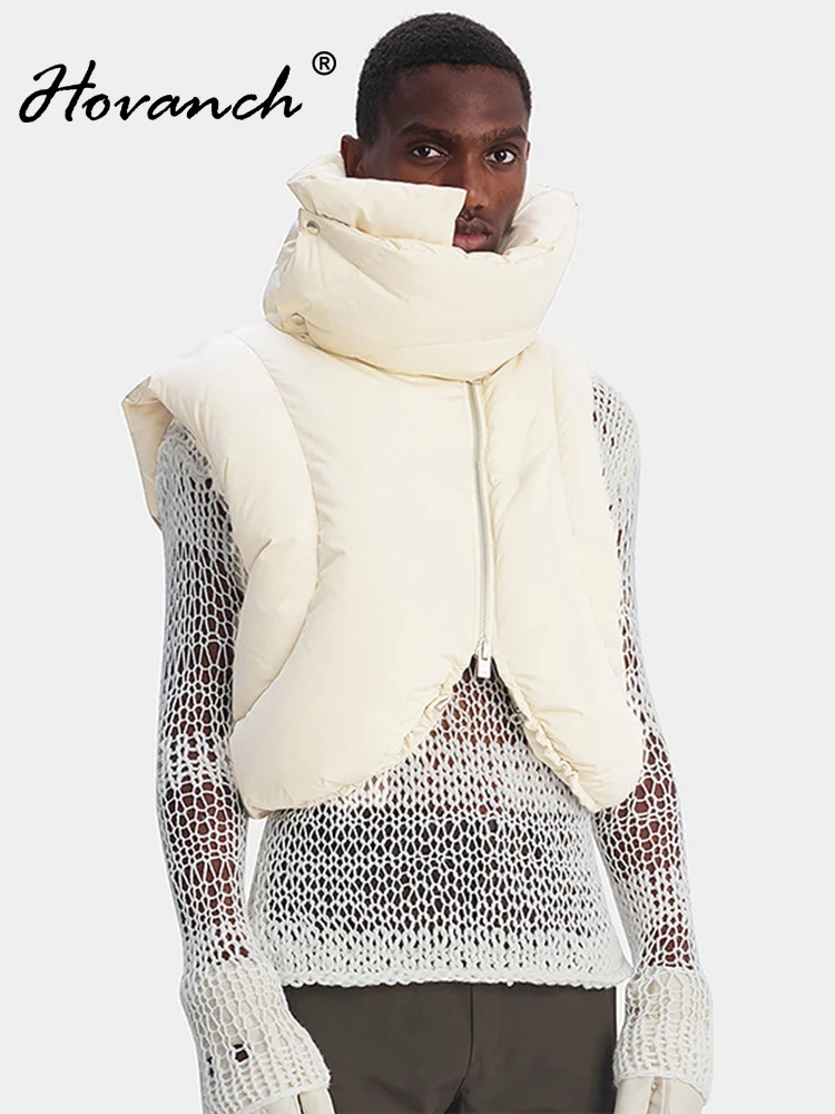

Hovanch Warm Jackets For Women 2023 Winter Sleeveless Coat Quilted Crop Tops Turtleneck Streetwear puffer Jackets Outerwear