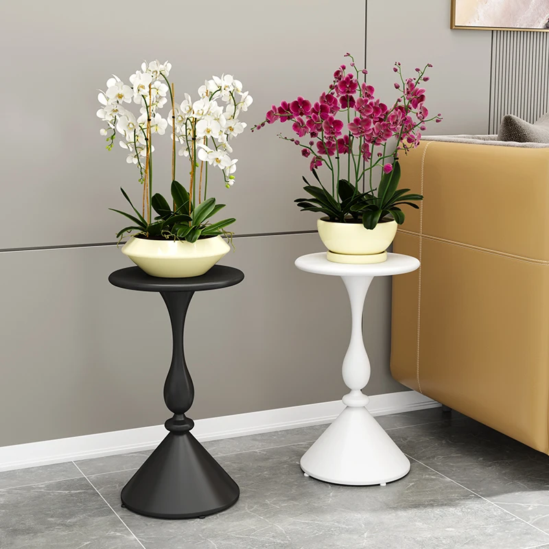 Iron Single-Tier Plant Stand for Living Room Side Table Small Round End Table Stylish Flower Pot Holder Stable Flower Stand