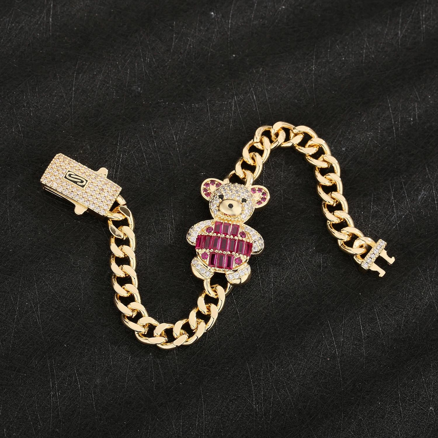 Original and Cute Teddy Bear Women's Bracelet CZ Crystal Animal Bracelet Engagement Party Gift Daily Necessities