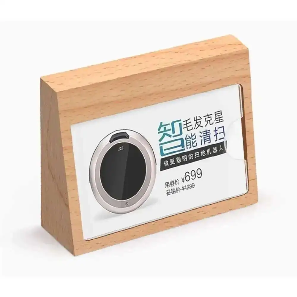 150x100mm 사인 홀더 데스크탑 카드 홀더 기울어진 나무 사진 프레임