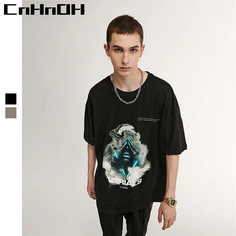 

Новое поступление от CnHnOH, Teeshirt Home, женские футболки в стиле Instagram, топ оверсайз в стиле ретро, одежда с принтом персонажа дыма, футболка D089