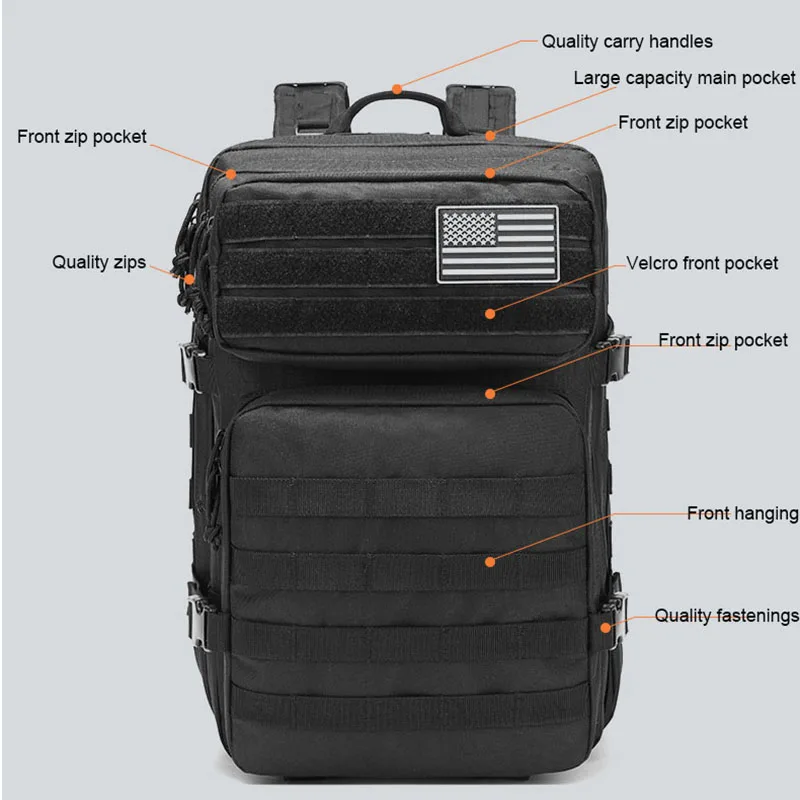 

Mountaineering Hiking 45L Backpacks Large Capacity Bag Outdoor Sports Men Tactical Attack Camouflage 3P Backpack Camping