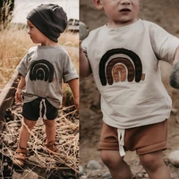 2024 Summer Infant Kids T-Shirts Patch Rainbow Cotton Boys Girls T-shirt Children Outfits Top Clothes For Toddler Baby Tees 1