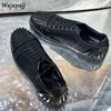 Stylish Rivet Round Toe Men's Lace Up Shoes Spring Autumn Comfortable Flat Heel Breathable Male Black Casual Single Shoes 2