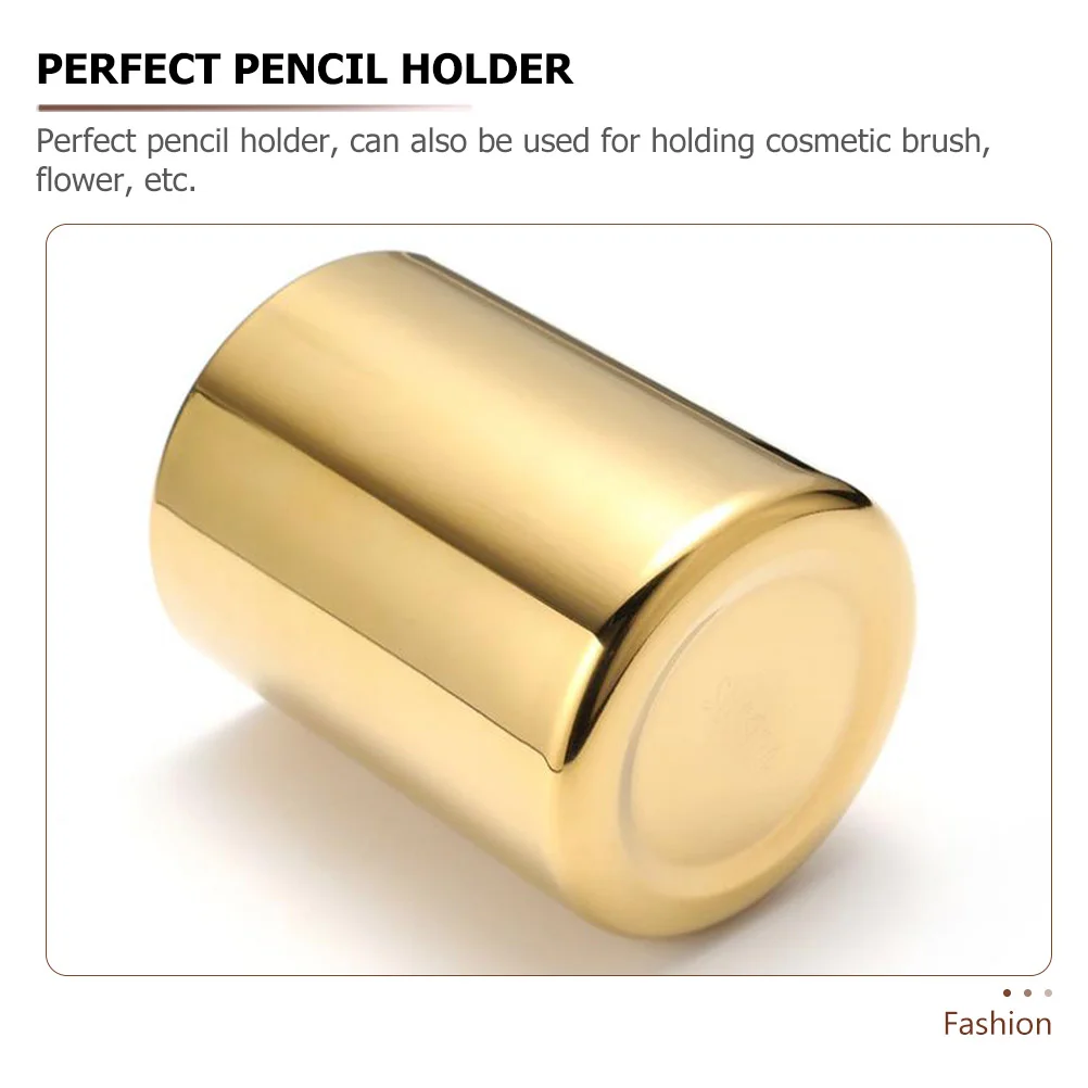 Pen Organizer Holder Stationery Desktop Storage Flower Brush Makeup Container Pot Metal Containers Cup Bucket Golden 5