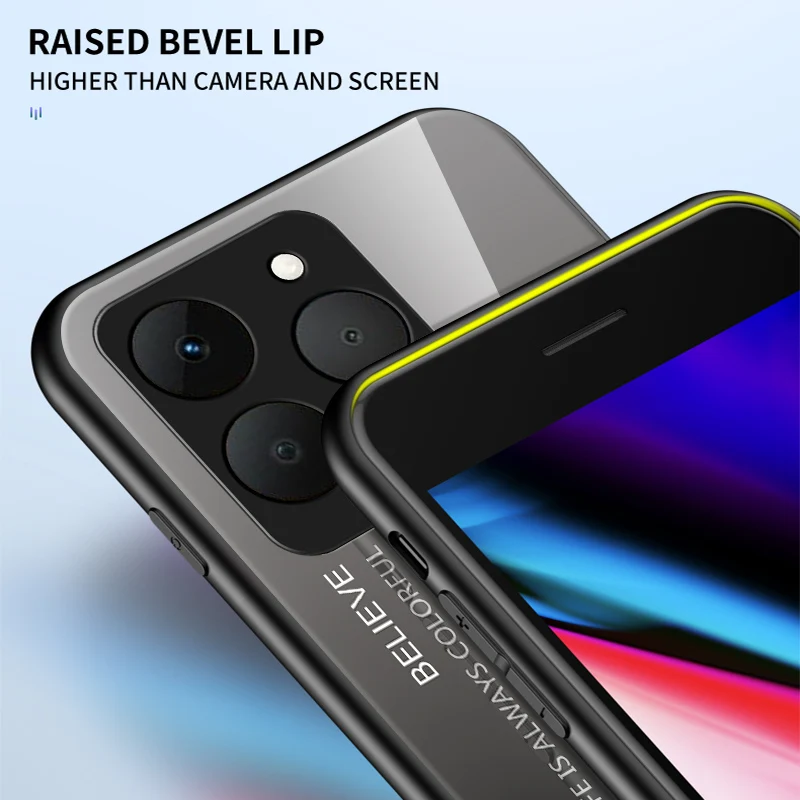 Gradient Tempered Glass Hard Back Protective Case - Shockproof Bumper