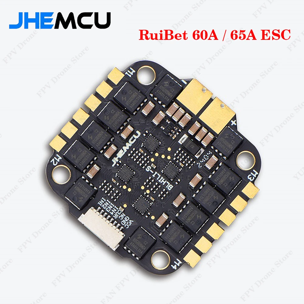 

JHEMCU RuiBet 60A / 65A 3-6S / 65A 8S Dshot600 BLHELI_S 4in1 ESC Built - in tvs tube Pole distance 30.5x30.5mm for RC FPV Drone