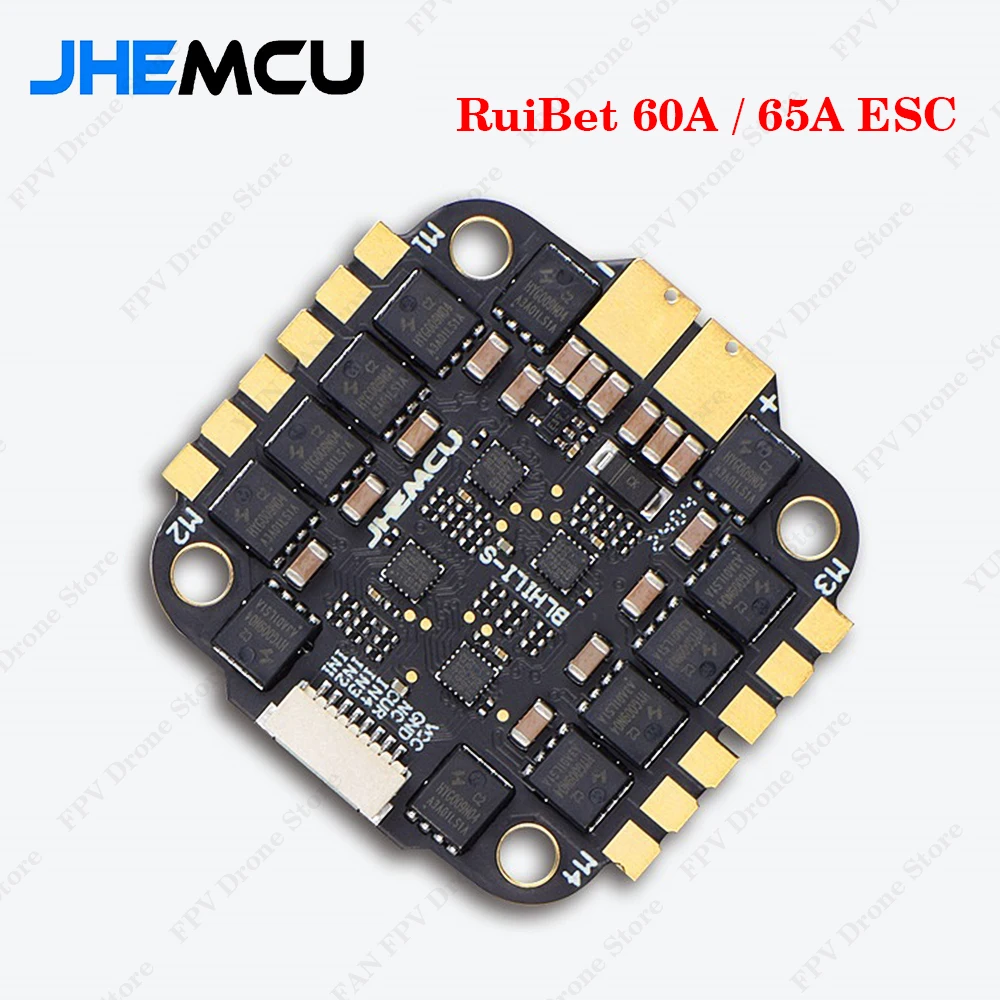 

JHEMCU RuiBet 60A / 65A 3-6S Dshot600 blheli _ S 4 в 1 ESC встроенный ТВ трубка расстояние 30,5x30,5 мм для радиоуправляемого FPV дрона