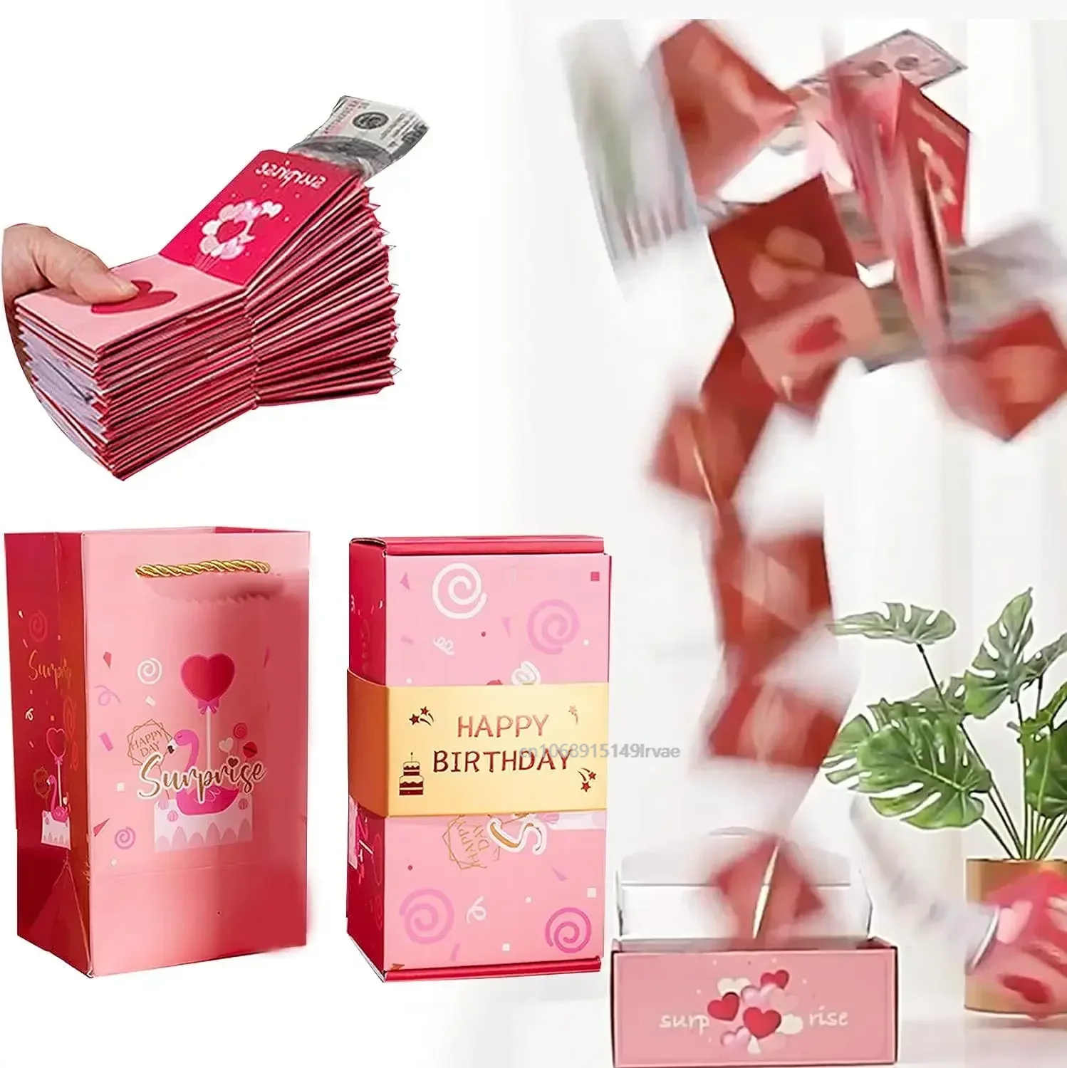 Scatola Regalo A Esplosione Con Busta E 10 Carte Pieghevoli, Design Natale, Per Soldi E Piccoli Doni