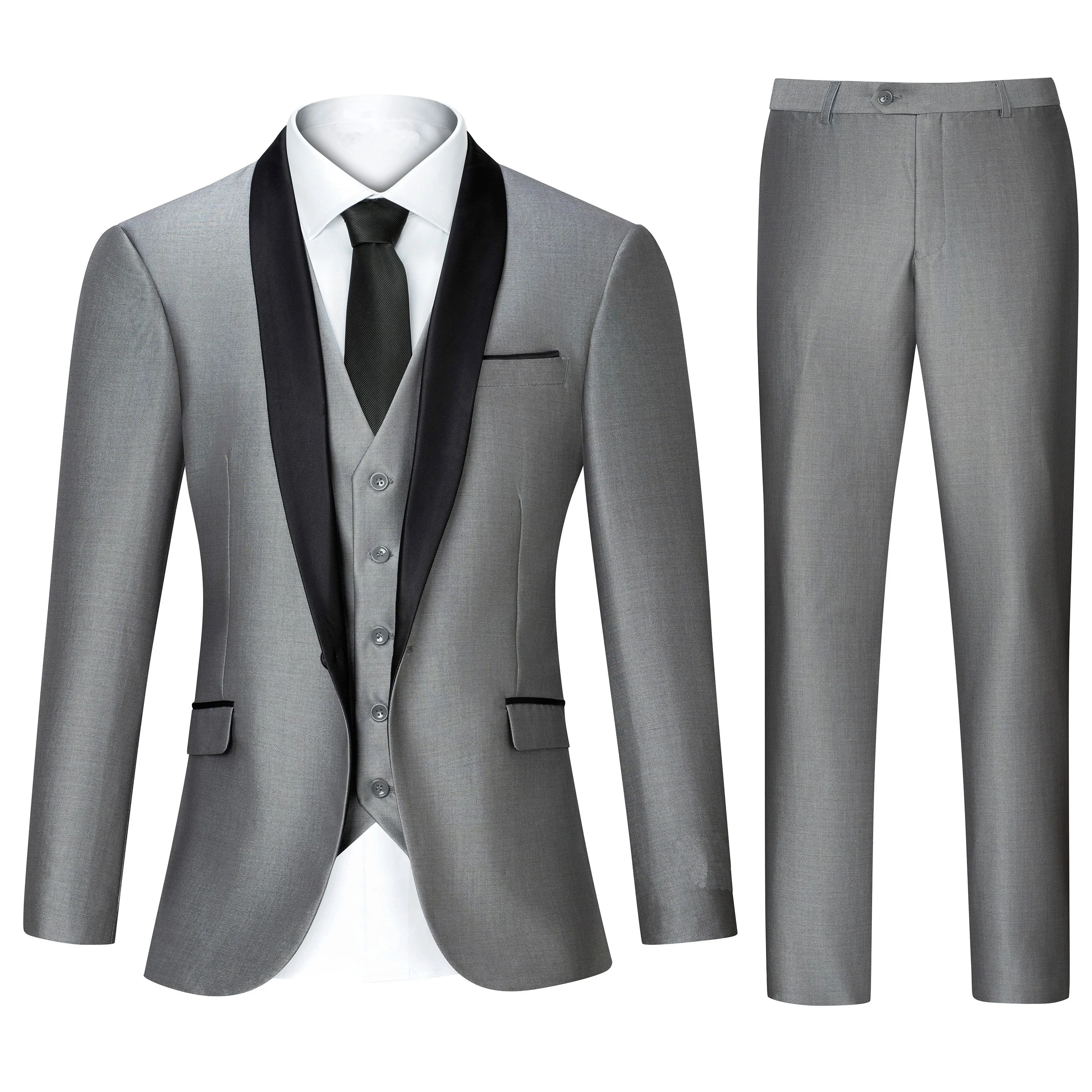 Bryson Three-Piece Slim Fit Suit With Notch Lapel Blazer Vest And Trousers Wrinkle-Resistant main image 0