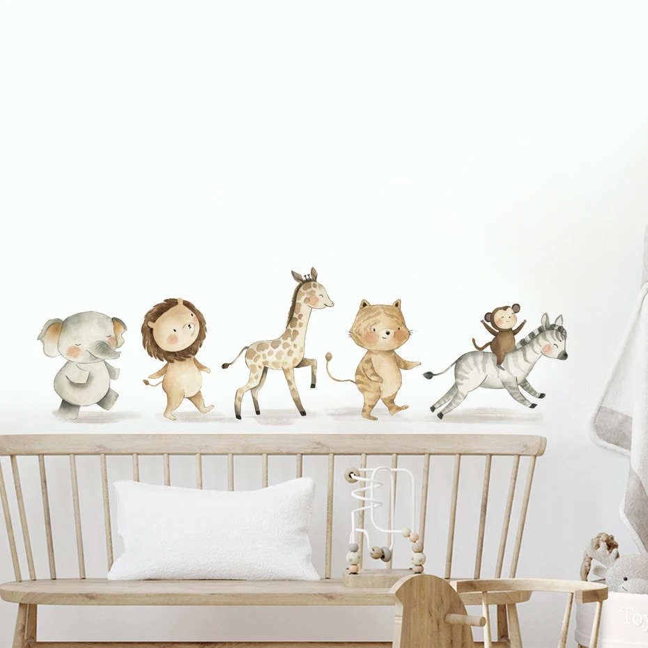 Animals & Airplane Wall Stickers For Kids Room – Nursery Decals With Hot Air Balloon, Elephant, Fox - View #3