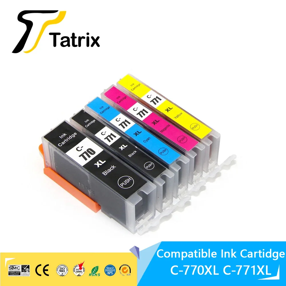 Cartouche d'encre pour imprimante Canon PIXMA  MG5770/MG6870/MG7770/TS5070/TS6070/TS8070, PGI 770XL CLI 771XL