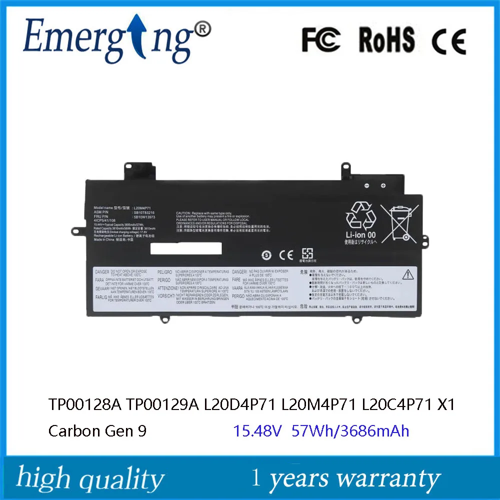 Batteria Per Laptop 15.48V 57Wh Muslimexmuslimexaymuslimah Per Lenovo Thinkpad X1 Carbon Gen 9 Yoga G6 6Th Gen Series