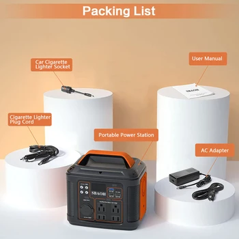 Portable Power Station, 300W 296Wh Solar Generator Quick Charge / 110V AC Outlets/DC Ports and LED Flashlight, Lithium Battery B 6