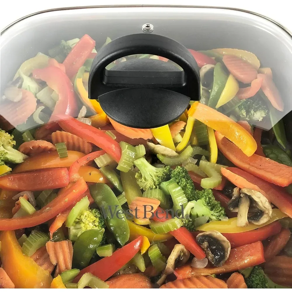 Family-Sized Electric Skillet With Lid and Diamond Shield Scratch-Resistant Non-Stick Finish, 12 by 12 by 3 In, Gray 5