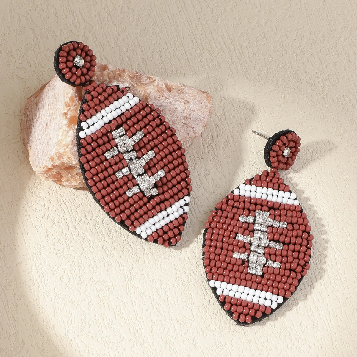 Bohemain Football Seed Beaded Drop Earrings for Women Lady Summer Beach Handmade Hanging Earrings Party Jewelry Accessories Gift