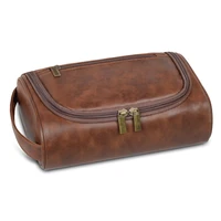 High Quality Travel Toiletry Bag For Women Men Retro PU Leather Cosmetic Bags Female Waterproof Travel Makeup Bag 1