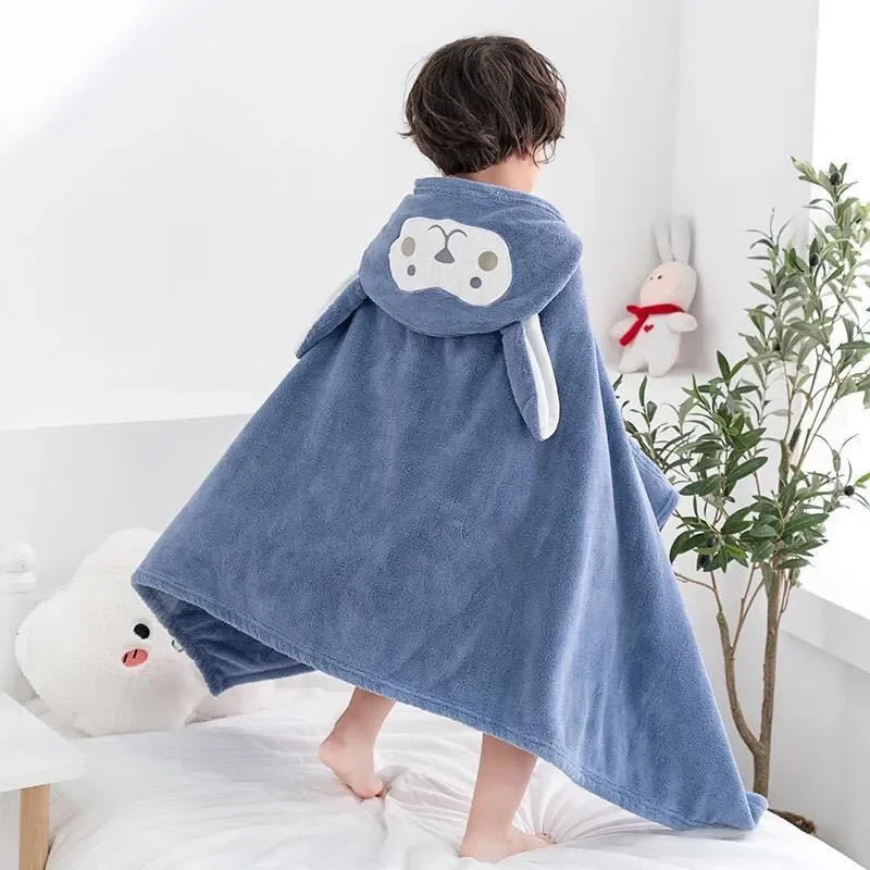 

Flannel Bath Towel Baby Hooded Towels Kids Bathrobe Baby Items Soft Blanket Cloak Winter Warm Sleeping Swaddle Wrap for Infant