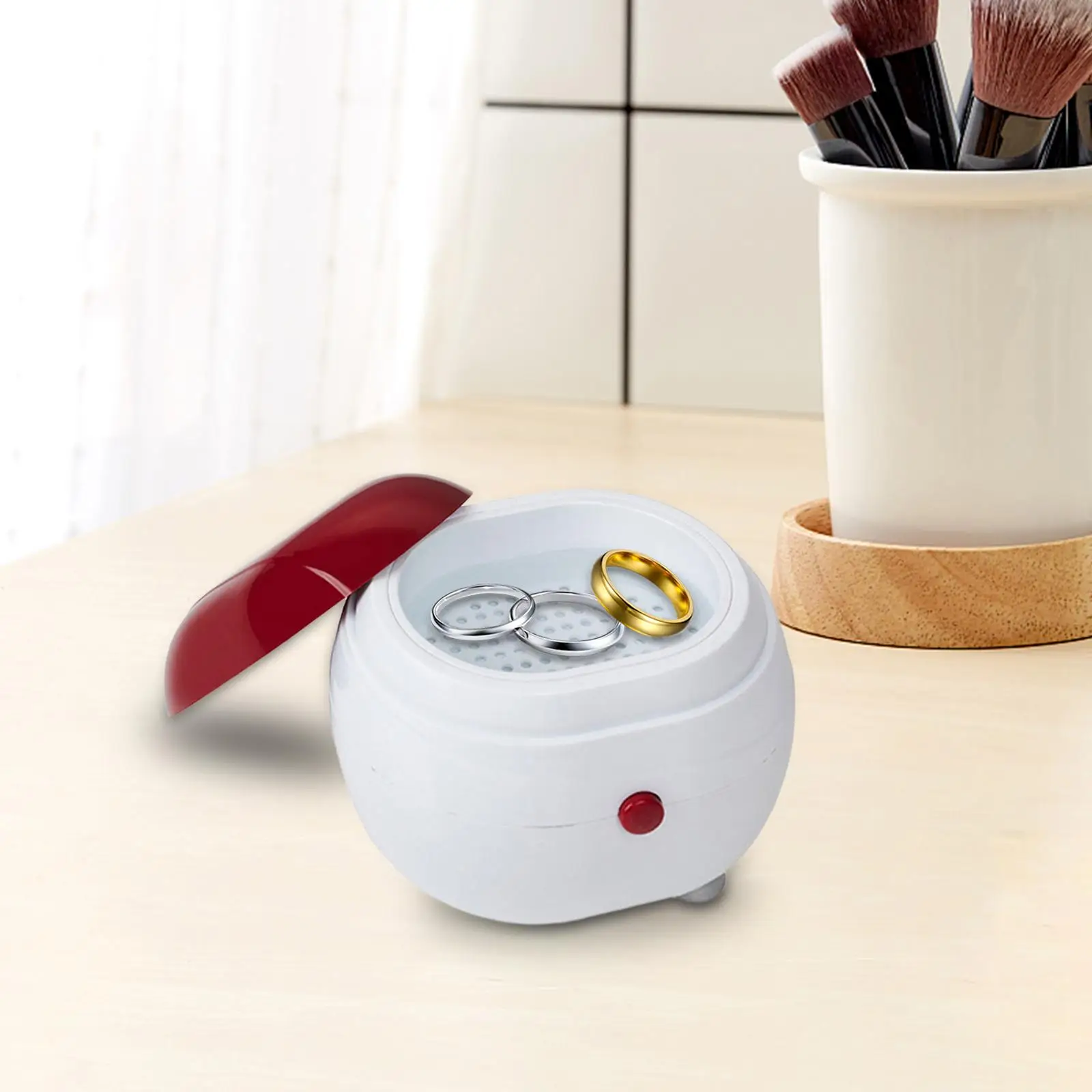 Portable Ultrasonic Jewelry Cleaner One Button Professional Mini Cleaning Machine for Silver Watches Razors Denture Retainer