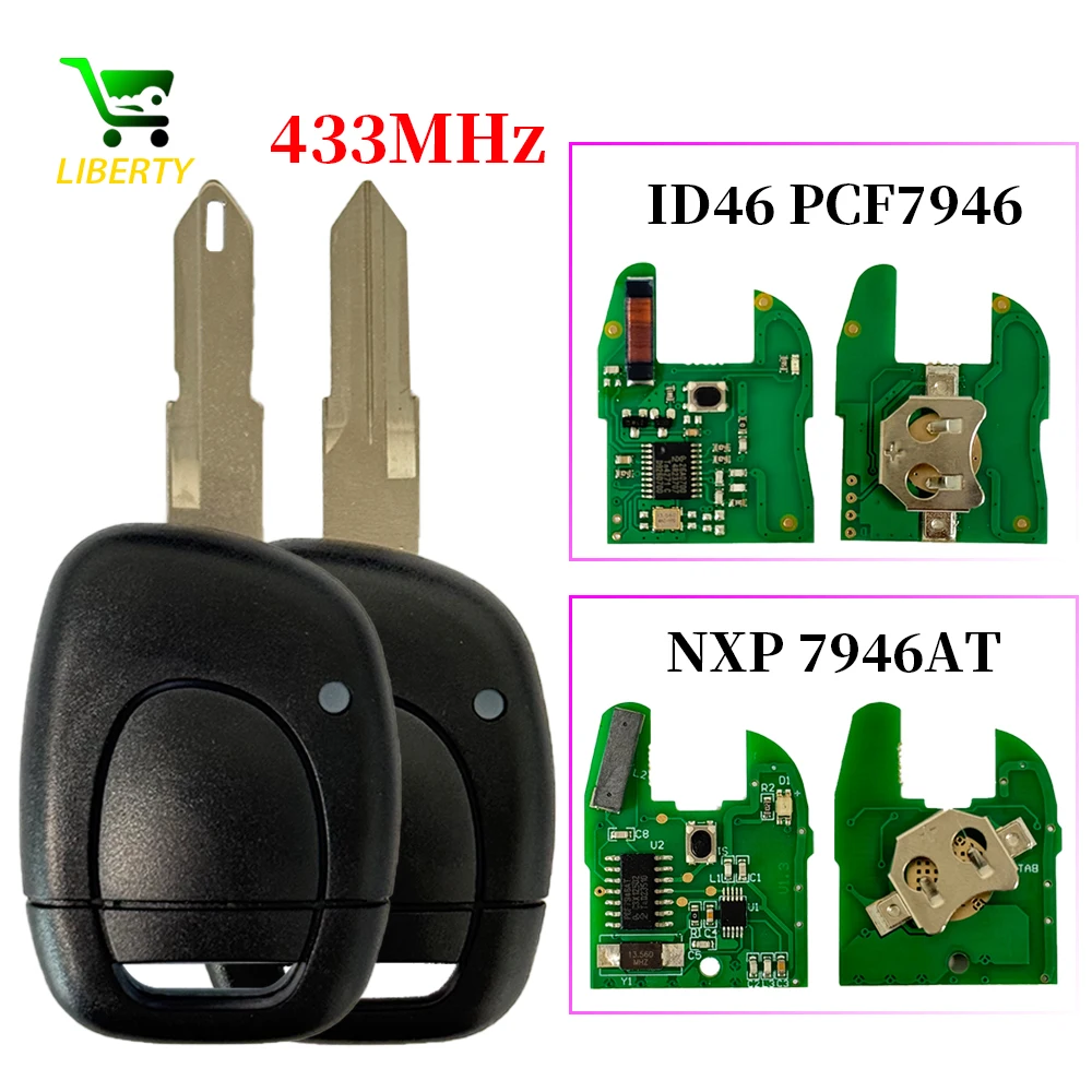 Liberty 1 ปุ่ม ID46 PCF7946/Original NXP PCF7946AT 433MHz NE73/VAC102 รถรีโมทกุญแจสําหรับRenault Master Twingo Clio II Kangoo