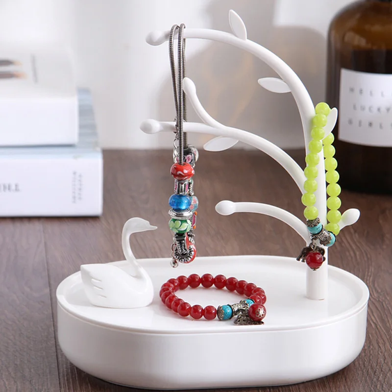 

Swan Jewelry Organizer Tree Stand Base Case Show Rack Jewelry Necklace Ring Earring Necklace Organizer Jewelry Finishing Box