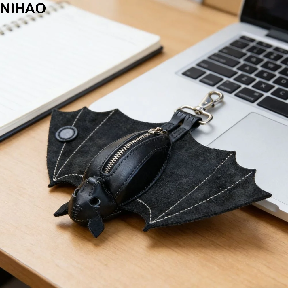 Key Ring Creative Bat Wallet Keychain Coin Purse Zipper Halloween Bat ...