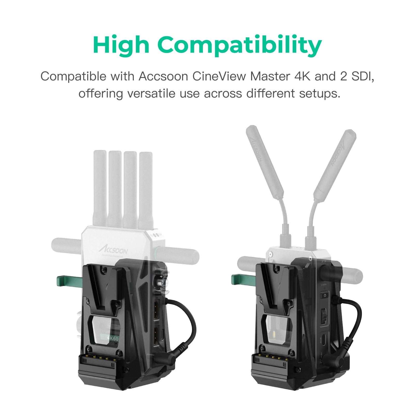 Accsoon V-Lock adapter for the CineView Master 4K and CineView 2 SDI wireless tr