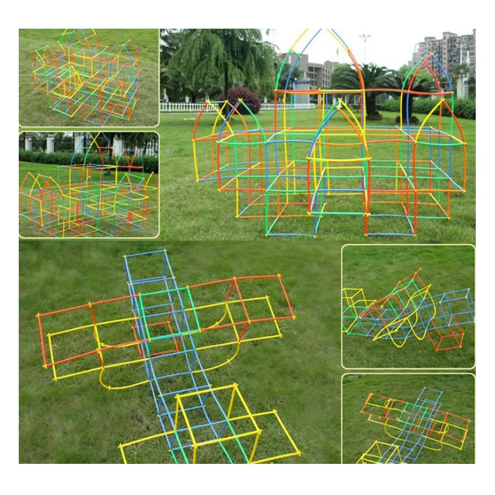 300 Pcs Straw Connector Kid Children's Toys Stick Building Blocks Stitching Assembling Kids