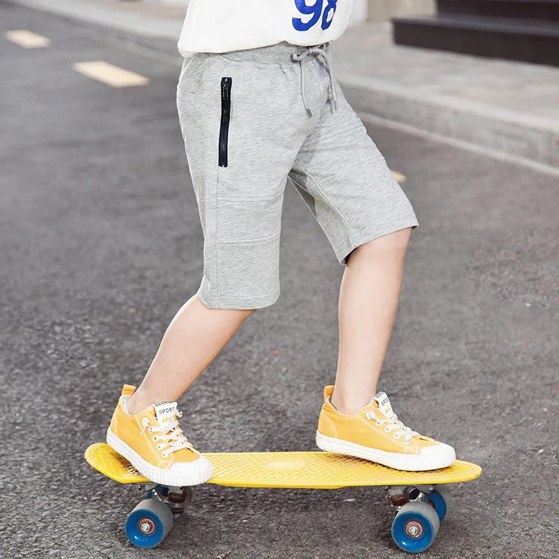 Kids Summer Knitted Shorts Student Children Zipper Pocket Sport Casual Short Pants For Teen Boys 3-14 Years Old