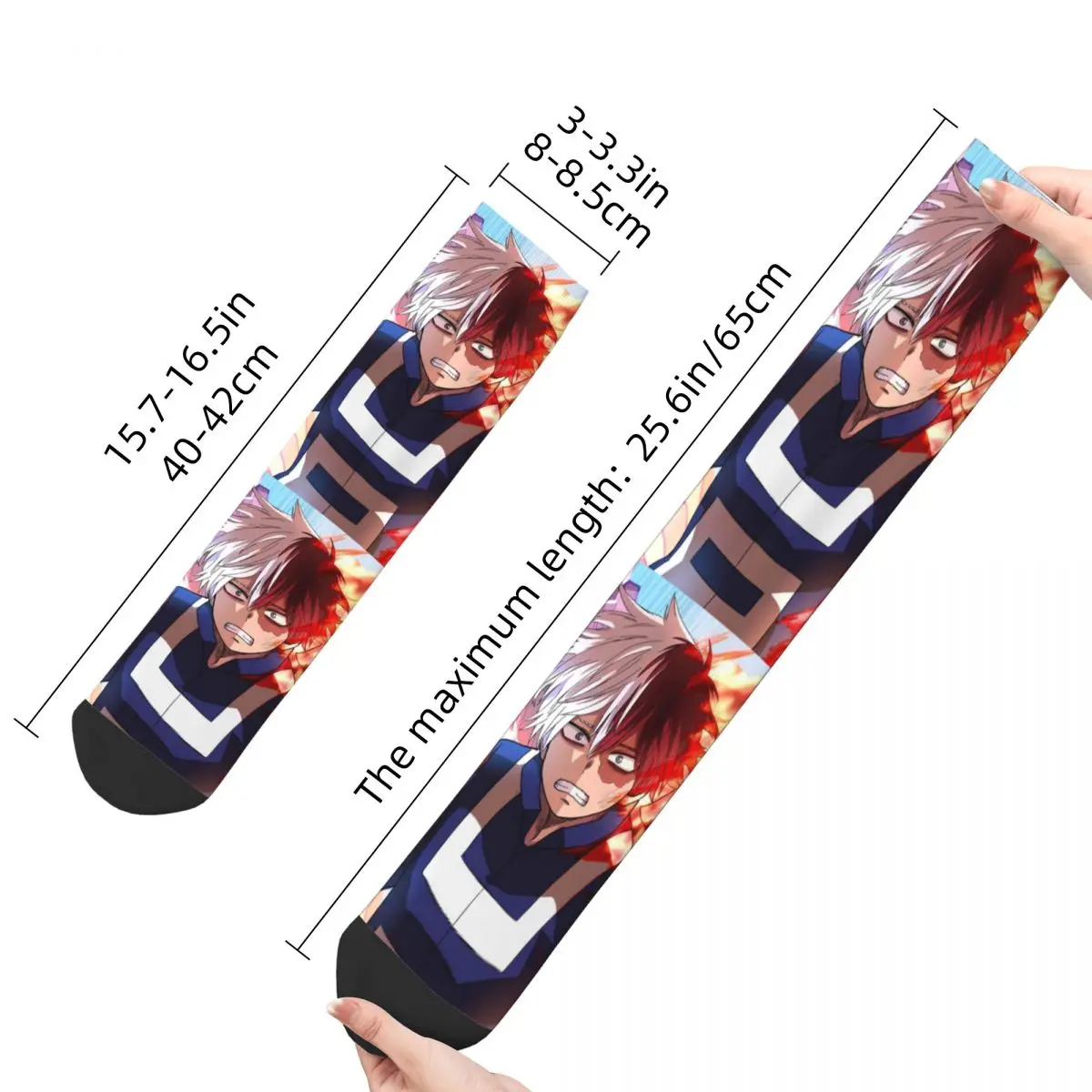 Funny compression Sock for Men Cry Hip Hop Harajuku My Hero Academy Youth Blood Happy Seamless Pattern Printed Boys Crew Sock