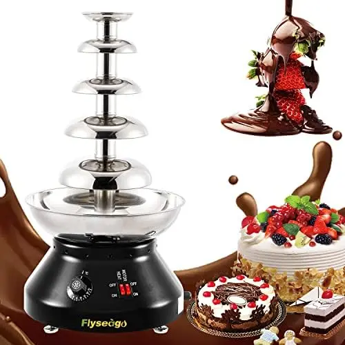 

Chocolate Fountain Commercial Hot Chocolate Fondue 5 Tier 7-Pound Large Capacity Stainless Steel Chocolate Melting Heating Mach