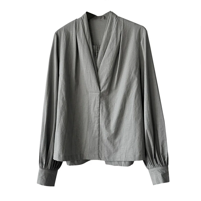 Women Casual White Color Blouses V-Neck Puff Sleeve Office Blouses Womens Tops And Blouses Fashion Shirts Blusas Roupa Feminina - 6