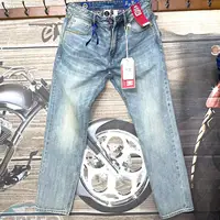 11oz 100% Cotton Washed Red Selvedge Denim Jeans for Men High Quality Light Blue Tapered Straight Pants 2024 Summer Vintage 512 1