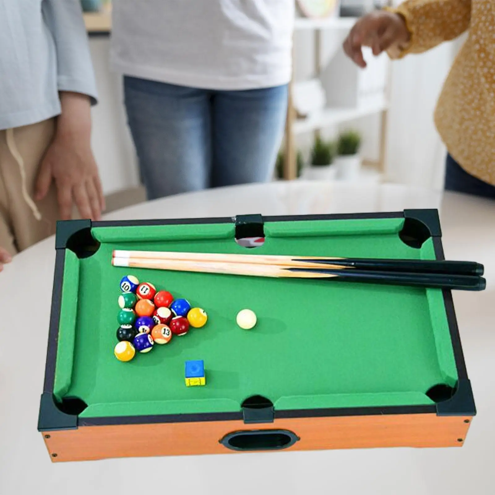 Mini Table Pool Set Home Play Motor Skills Easy to Install Miniature Billiard Game Wood for Home Desk Playroom Game Room Travel