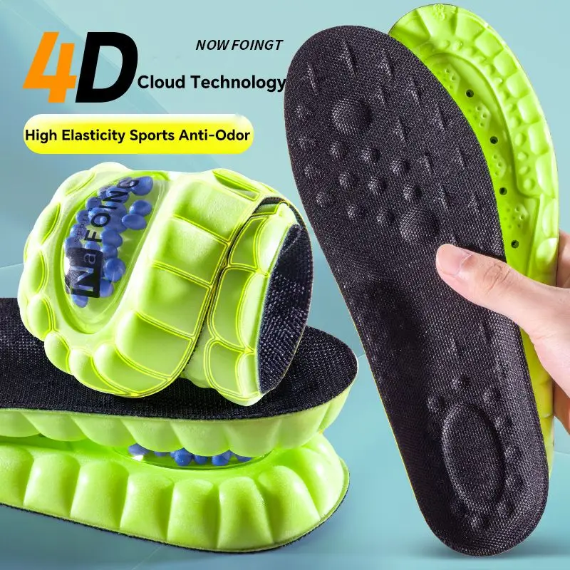 Sport Insoles Sport Orthopedic Insoles Sports Insoles Orthopedic Insoles Shoe Insoles 1Pair 4D Cloud Sport Insoles for Shoes PU Air Cushion Sole Soft Shock Absorption Deodorant Breathable Running Orthopedic Insoles